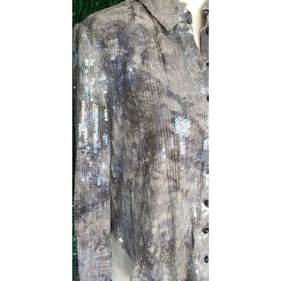 33. Anthropologie Pilcro Shrunken Sequin Blouse - Picture 7 of 9